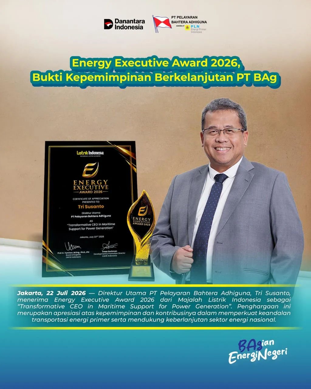Energy Executive Award 2026, Bukti Kepemimpinan Keberlanjutan PT BAg